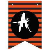 ハッピーハローウィンオレンジブラックストライプのおもしろいフォント バンティングフラッグ (第2の旗)