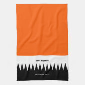 ハッピーハローウィンオレンジブラックパーソナライズされた キッチンタオル (縦)
