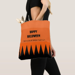 ハッピーハローウィンオレンジブラックパーソナライズされた トートバッグ