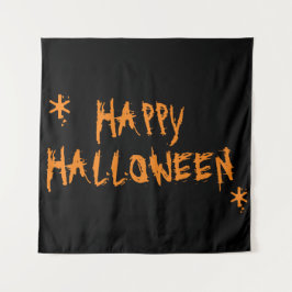 ハッピーハローウィンオレンジブラック怖い タペストリー