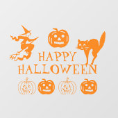 ハッピーハローウィンオレンジ色かわいいウインドデコ ウィンドウサイン (シート)