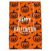 ハッピーハローウィンオレンジ/ブラックカボチャ ミディアムペーパーバッグ (裏面)