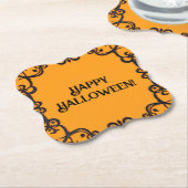 ハッピーハローウィンオレンジ&ブラック紙コースター ペーパーコースター (アングル)