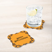 ハッピーハローウィンオレンジ&ブラック紙コースター ペーパーコースター (インサイチュ)