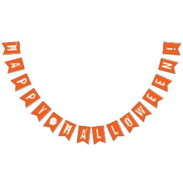 ハッピーハローウィンオレンジ&ホワイト幽霊バンティング国旗 バンティングフラッグ