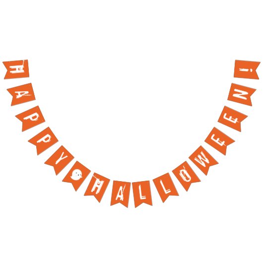 ハッピーハローウィンオレンジ&ホワイト幽霊バンティング国旗 バンティングフラッグ (全)