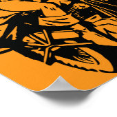 ハッピーハローウィンオートバイの女性の猫の衣装 ポスター (角)