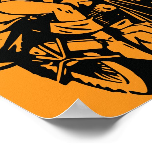 ハッピーハローウィンオートバイの女性の猫の衣装 ポスター (角)