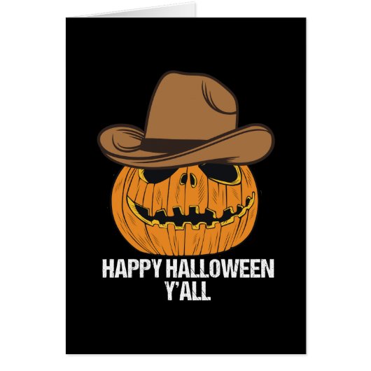 ハッピーハローウィンオールカウボーイハロウィーンのカボチャのちょうちんカード (正面)