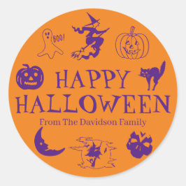 ハッピーハローウィンカスタマイズ名の贈り物 ラウンドシール