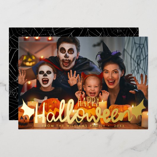 ハッピーハローウィンカスタムフォトハロウィーン 箔シーズンカード (正面/裏面)