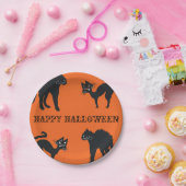 ハッピーハローウィンカスタム紙プレート黒猫 ペーパープレート (パーティー)