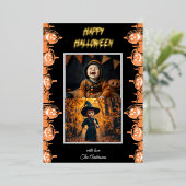 ハッピーハローウィンカスタム2枚の写真 箔招待状 (立ち正面)