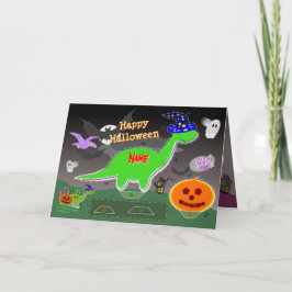 ハッピーハローウィンカットな恐竜3Dカット&フォールドクラフト カード