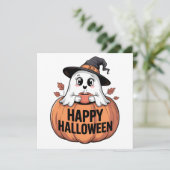 ハッピーハローウィンカフェイン幽霊ハロウィンカード (スタンド正面)