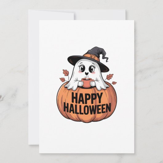 ハッピーハローウィンカフェイン幽霊 招待状 (正面)