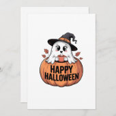 ハッピーハローウィンカフェイン幽霊 招待状 (正面/裏面)