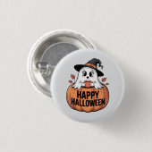 ハッピーハローウィンカフェイン幽霊 缶バッジ (正面&裏面)