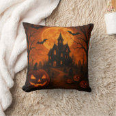 ハッピーハローウィンカボチャこうもり魔女と怖い夜 クッション (ブランケット)