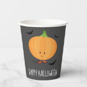 ハッピーハローウィンカボチャこうもり 紙コップ (正面)