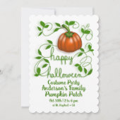 ハッピーハローウィンカボチャつる植物衣装パーティー 招待状 (正面)
