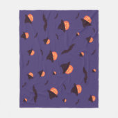 ハッピーハローウィンカボチャとこうもりフリースブランケット フリースブランケット (正面)