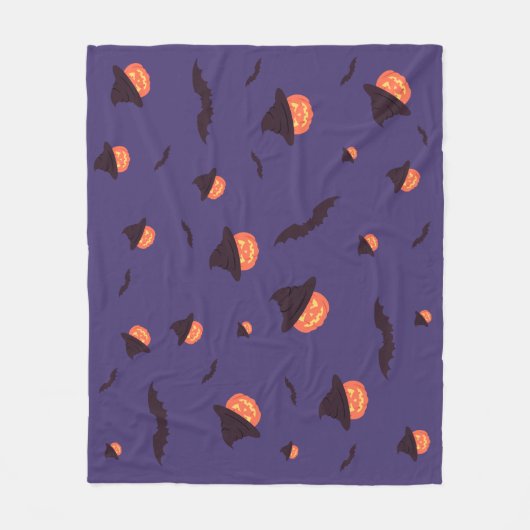ハッピーハローウィンカボチャとこうもりフリースブランケット フリースブランケット (正面)