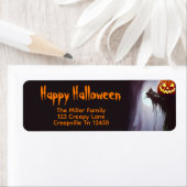 ハッピーハローウィンカボチャと木 ラベル (インサイチュ)