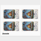 ハッピーハローウィンカボチャのスイングヴィンテージ 長方形シール (シート)