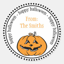 ハッピーハローウィンカボチャのドット円ラベル ラウンドシール