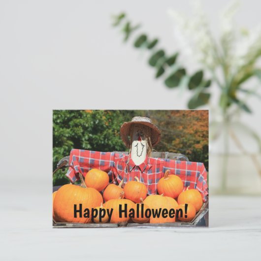 ハッピーハローウィンカボチャのパッチのはがき ポストカード (スタンド正面)