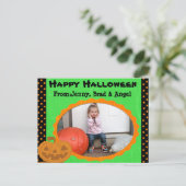 ハッピーハローウィンカボチャのポストカード – 写真を追加 ポストカード (スタンド正面)