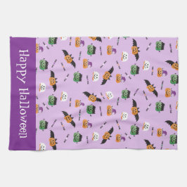 ハッピーハローウィンカボチャの服のパターン キッチンタオル