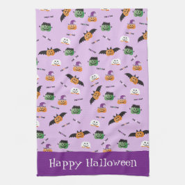 ハッピーハローウィンカボチャの服のパターン キッチンタオル