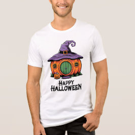 ハッピーハローウィンカボチャコテージ&ウィッチハットルーフ トライブレンドＴシャツ