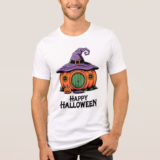 ハッピーハローウィンカボチャコテージ&ウィッチハットルーフ トライブレンドＴシャツ (正面)