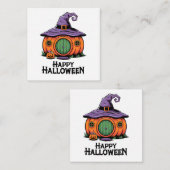 ハッピーハローウィンカボチャコテージ&ウィッチハットルーフ ノートカード (正面/裏面)