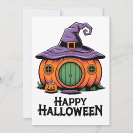 ハッピーハローウィンカボチャコテージ&ウィッチハットルーフ 招待状