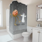 ハッピーハローウィンカボチャ及び幽霊 シャワーカーテン (インサイチュ)