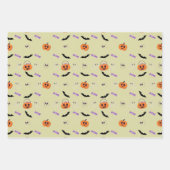 ハッピーハローウィンカボチャ幽霊こうもりパターン ラッピングペーパーシート (正面2)