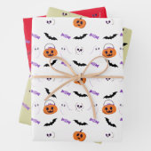 ハッピーハローウィンカボチャ幽霊こうもりパターン ラッピングペーパーシート (インサイチュ)