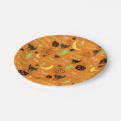 ハッピーハローウィンカボチャ幽霊ウィッチムーンオレンジ ペーパープレート (アングル)