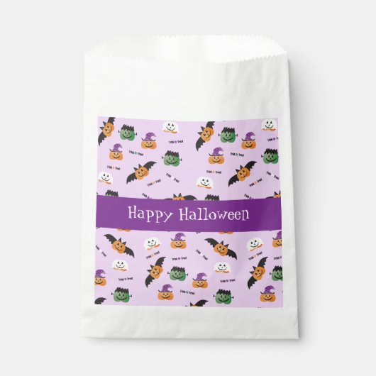 ハッピーハローウィンカボチャ模様パープルナプキン フェイバーバッグ (正面)