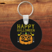 ハッピーハローウィンカボチャ眼鏡コスチューム女性少女 キーホルダー (正面)