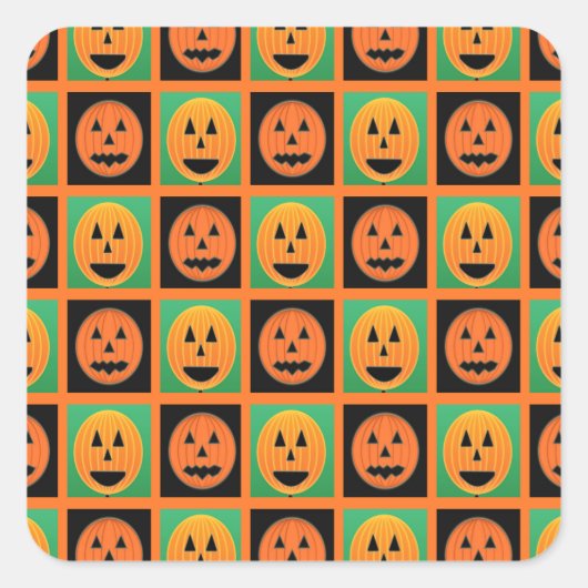 ハッピーハローウィンカボチャ顔 スクエアシール (正面)