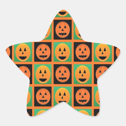 ハッピーハローウィンカボチャ顔 星シール (正面)