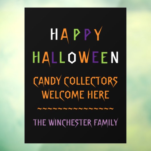 ハッピーハローウィンカラフルおもしろいスプーカスタムク文字 ウィンドウサイン (シート3)