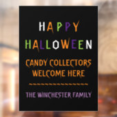 ハッピーハローウィンカラフルおもしろいスプーカスタムク文字 ウィンドウサイン (シート2)