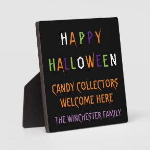ハッピーハローウィンカラフルおもしろいスプーカスタムク文字 フォトプラーク
