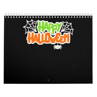 ハッピーハローウィンカラフルかわいいクモの巣 カレンダー